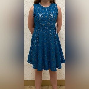 Girls Rare Editions Teal Lace Dress Sz 14